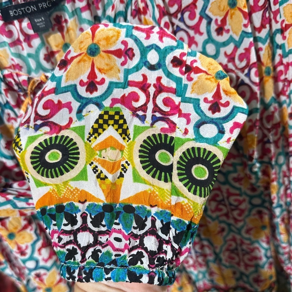 Boston Proper multicolor tile printed romper s - Picture 7 of 13